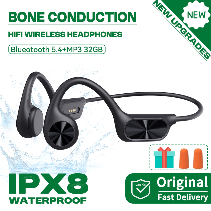 Bone Conduction Running Headphones - หูฟังไร้สายระบบนำเสียงผ่านกระดูก New-X7หูฟังบลูทูธ5.4 IPX8กันน้ำชุดหูฟังสำหรับว่ายน้ำ32GB เครื่องเล่น MP3หูฟังกีฬาเพลง HiFi