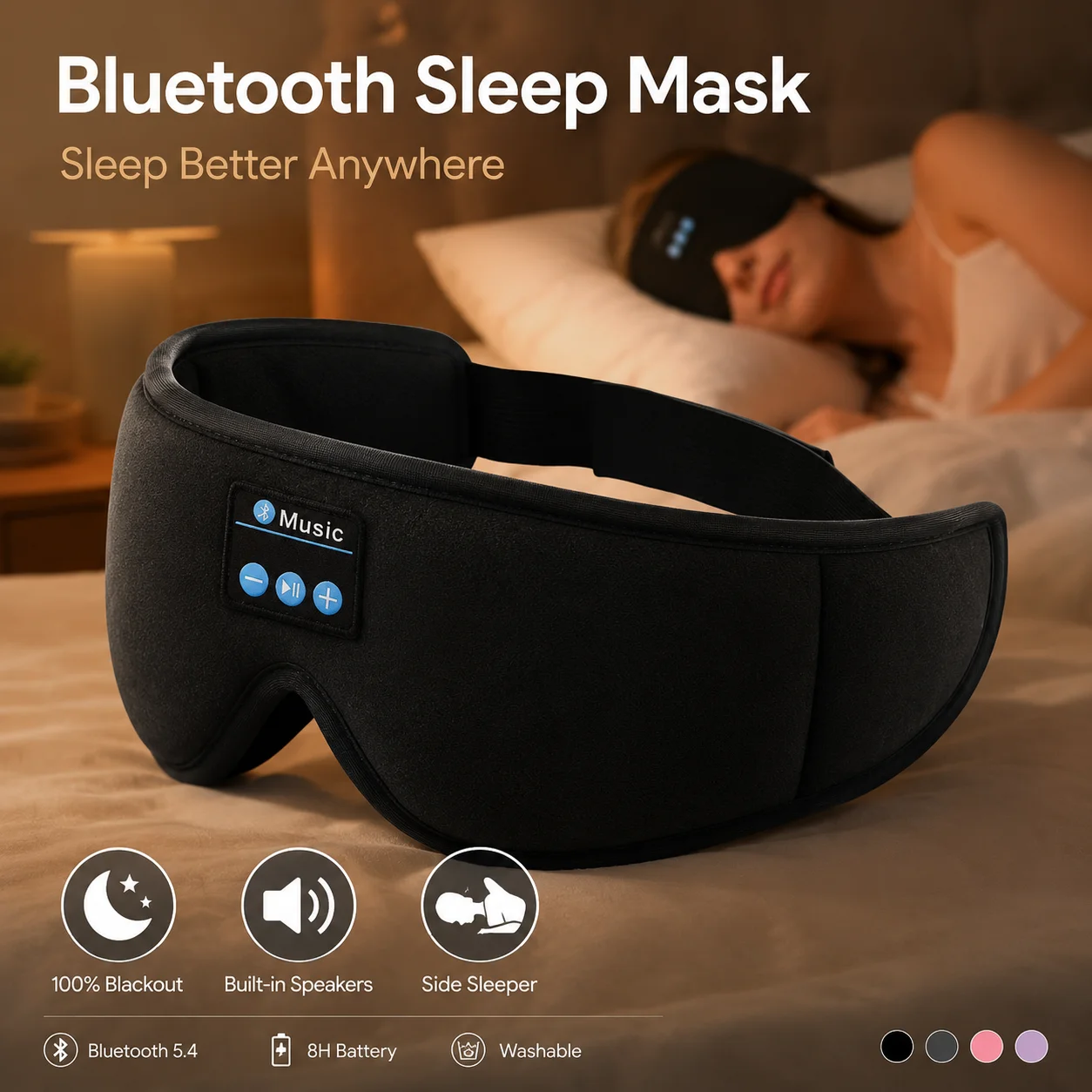 หน้ากากปิดตาสำหรับนอนหลับแบบไร - Sleep Mask Headphones Bluetooth บทวิจารณ์และราคา